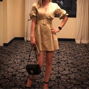 Zara belted mini dress beige size Medium